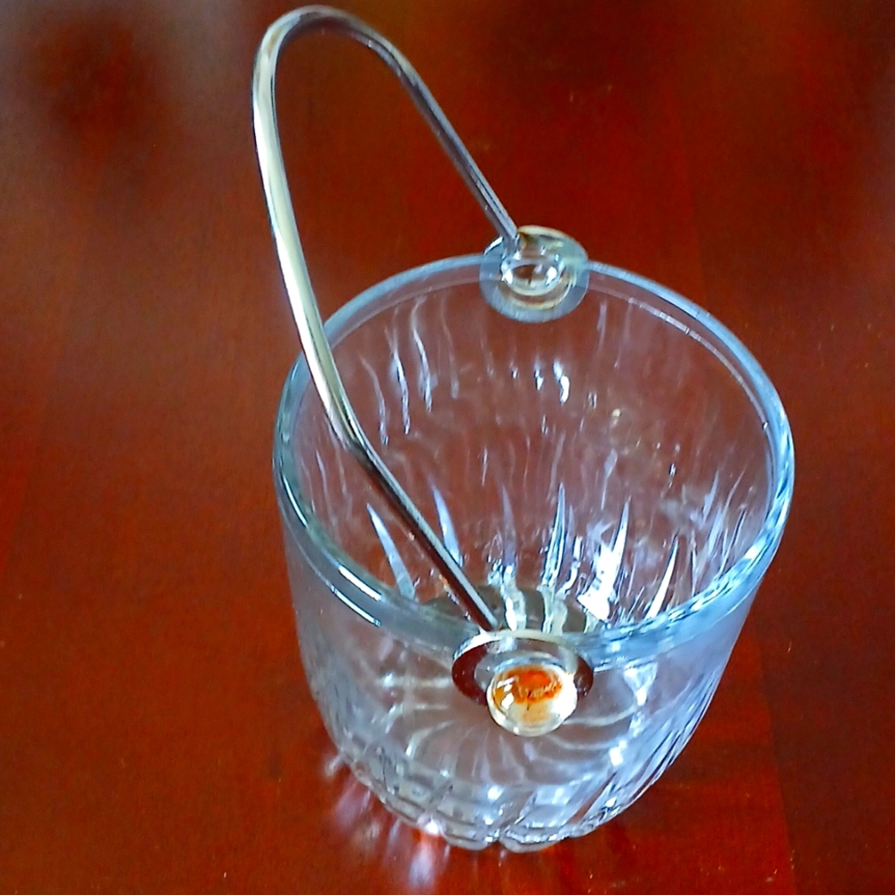 Vintage Cambridge Clear Glass Ice Bucket with Silver Handle - Picture 5 of 5